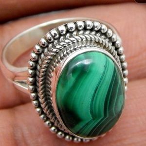 NWT 925 STERLING SILVER MALACHITE RING